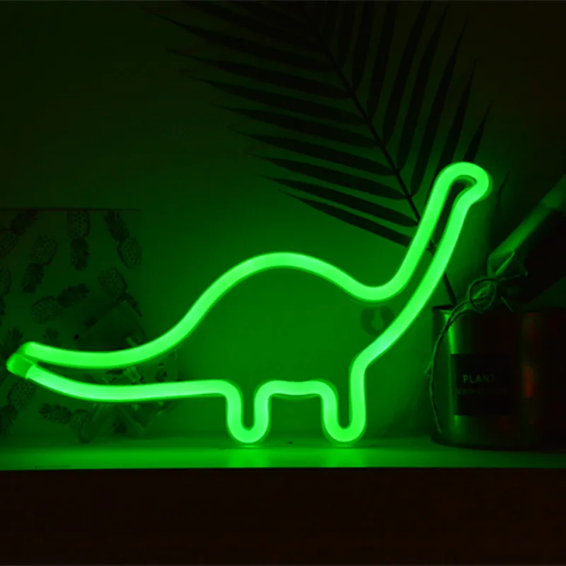 Dolphins/Dinosaur/Cat Shape LED Neon Light Home Children Bedroom Wall Hanging Light for Festival Party Wedding Decor Night Lamp