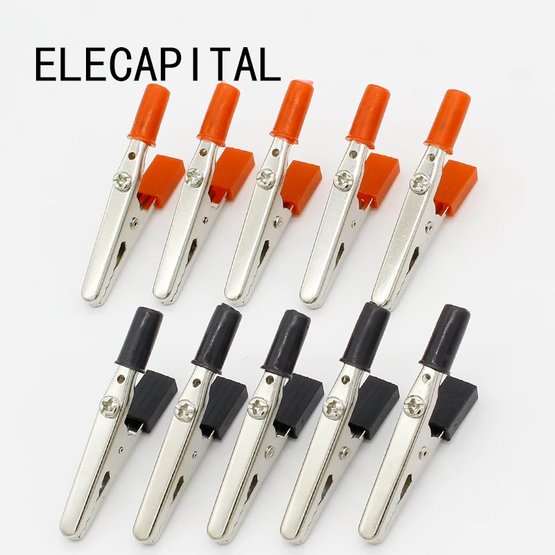 IMC Hot 10 pcs 50mm Plastic Handle Test Probe Metal Alligator Clips