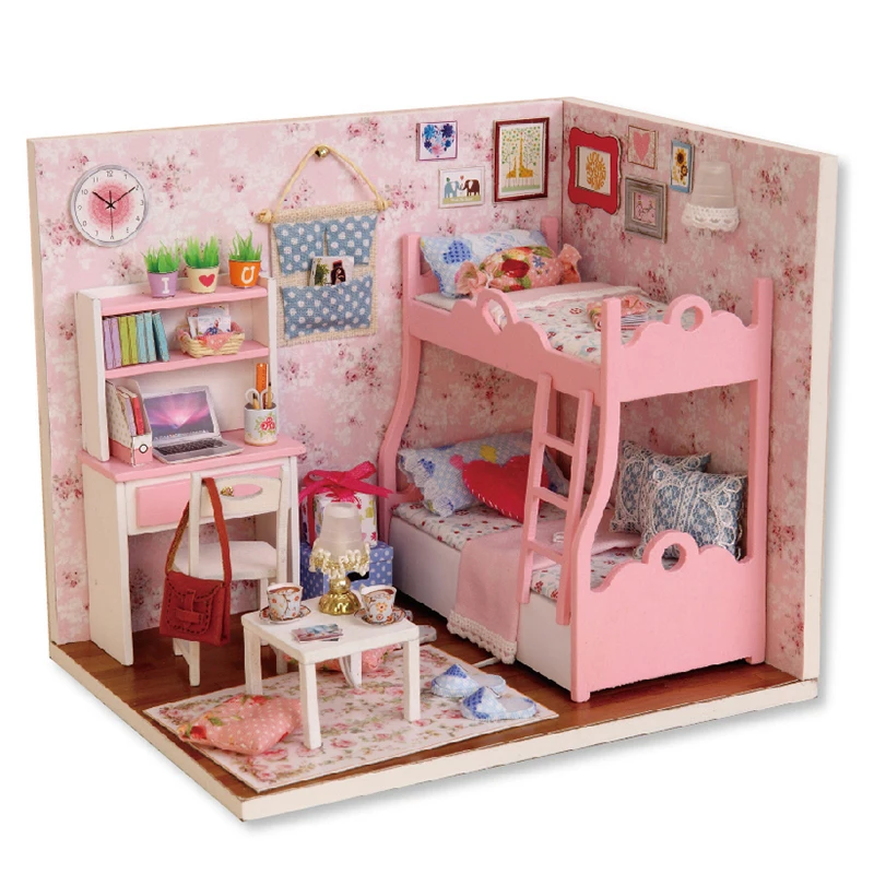 Cutebee DIY Wooden Doll House Miniature Dollhouse Miniature Kit with Furniture, Toys Birthday Gift for Children