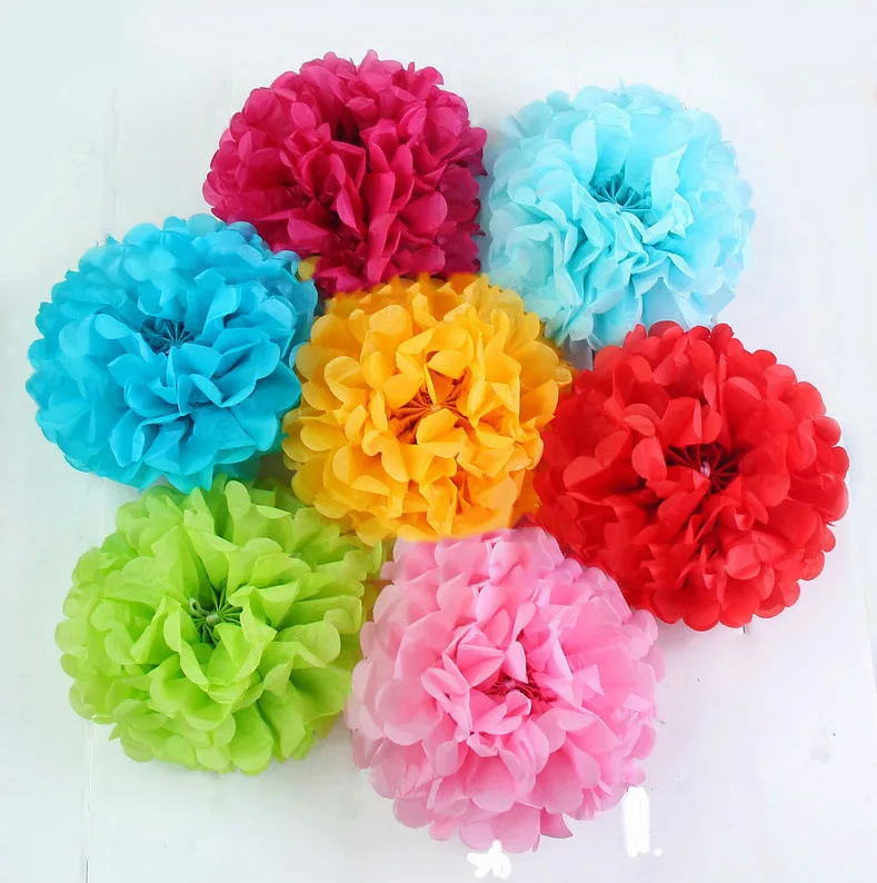 1PCS 4/6/8/10/12 Inch Tissue Paper Pom Poms Decoration Flowers Craft Paper Flower Balls For Birthday Wedding Home Decorations image 2