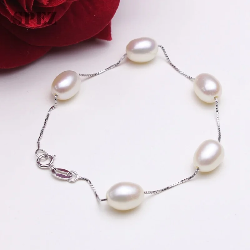 Charm Bracelet Pearl Jewelry Natural Freshwater Pearl Genuine High Quality  925 Sterling Silver Pearl Bracelets For Women Gift