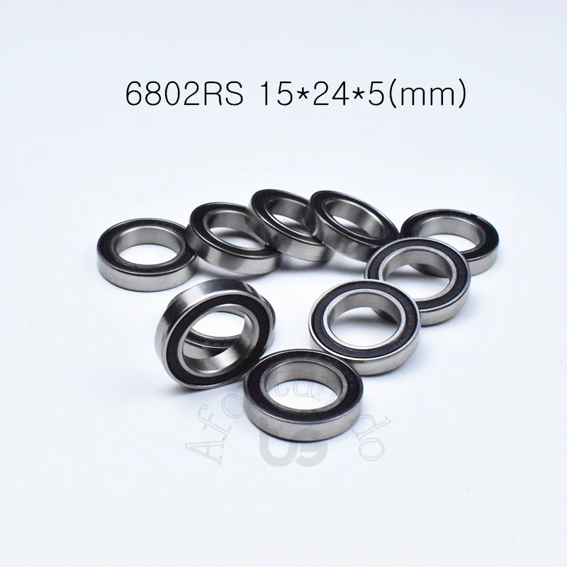 Lager 10Pcs 6802RS 15*24*5 (Mm) gratis Verzending Chrome Staal Rubber Verzegelde Hoge Snelheid Mechanische Apparatuur Onderdelen