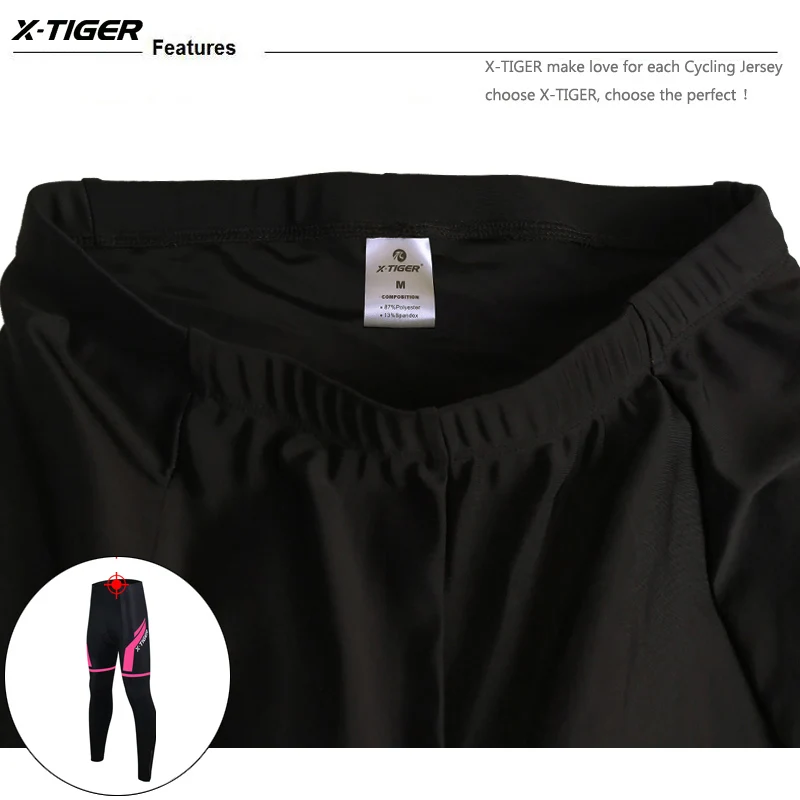 X-TIGER Frauen Radfahren Hosen Anti-shock MTB Fahrrad Radfahren Hosen Anti-schweiß 5D Anti-Slip Gepolsterte Gel Racing fahrrad Sport Hosen – Detail 8