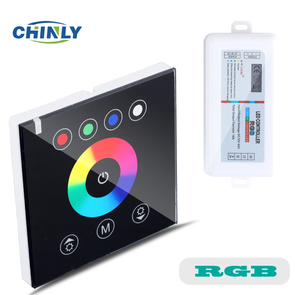 

RGB Controllers 2.4G Wireless Black color switch touch wall controller led dimmer for DC12V LED Neon flex strip lights