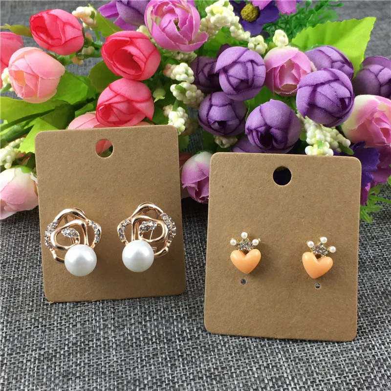 

Brown Earring Cards Kraft Paper Jewelry Accessories Fixed Package Rack Card Blank Accept Custom Wholesale 6x5cm 200Pcs/Lot