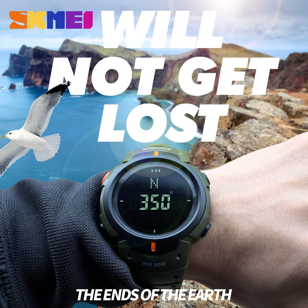 SKMEI Outdoor Chronograph Compass Watch Men Multifunction Waterproof LED Electronic Digital Sports Watches Fashion Wristwatches