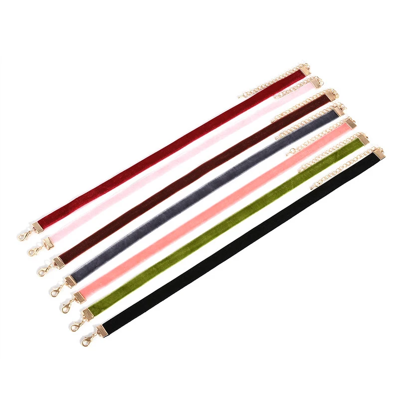 Punk New Fashion 7 Pcs/pack Colorful Velvet strip Choker Necklace Retro Gothic Collar Necklace For Women Girls Female Gift