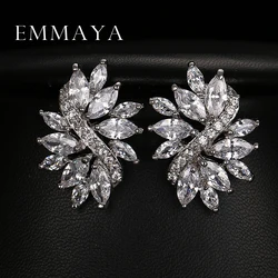 Emmaya Hot Sale Earrings Studs High Quality Marquise Cut Clear Color Cubic Zirconia Stone Flower Stud Earrings for Women