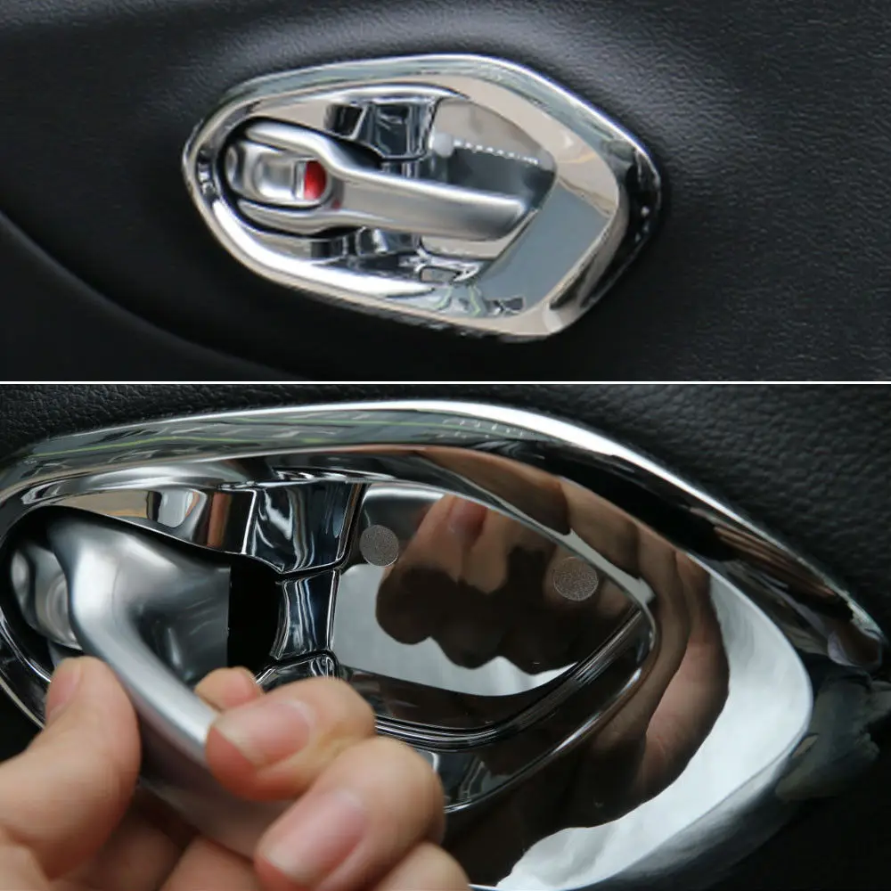 

BBQ@FUKA Gloss Silver Inner Inside Handle Handles Bowl Full Cover Trim Car Styling Fit For Jeep Cherokee 2014+