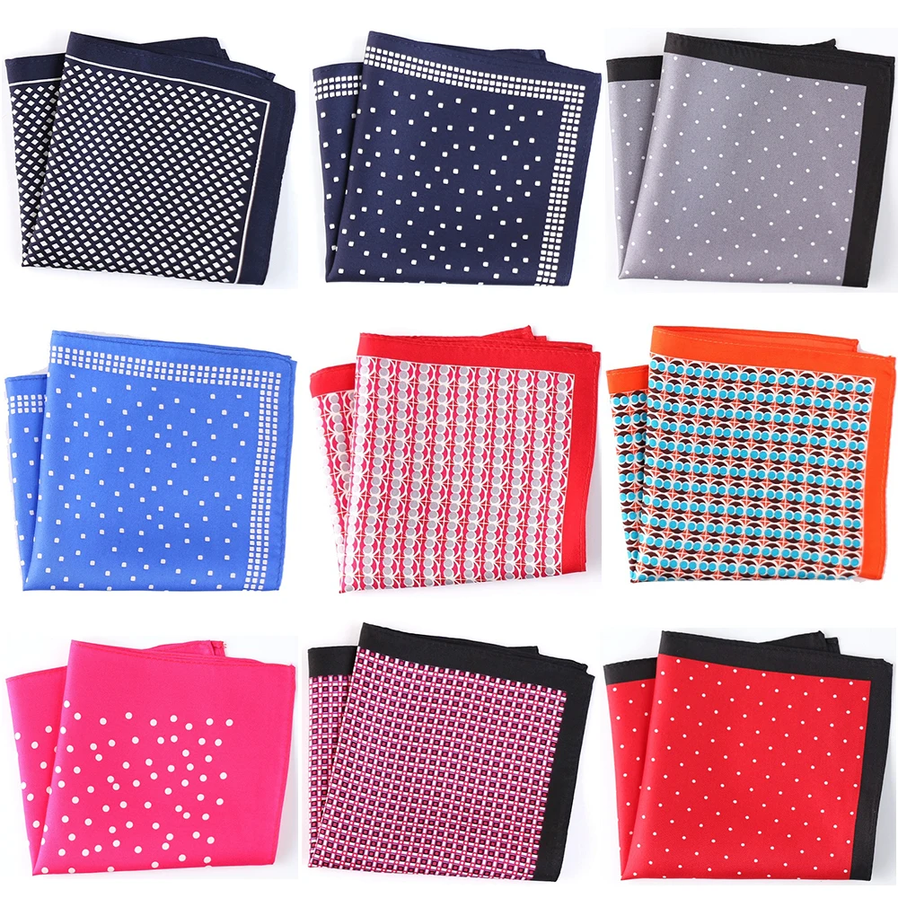 Tailor Smith Pure Silk Printed Hanky Pocket Square Top Quality New Fashion Polka Dot Mens Hankerchief With Different Color