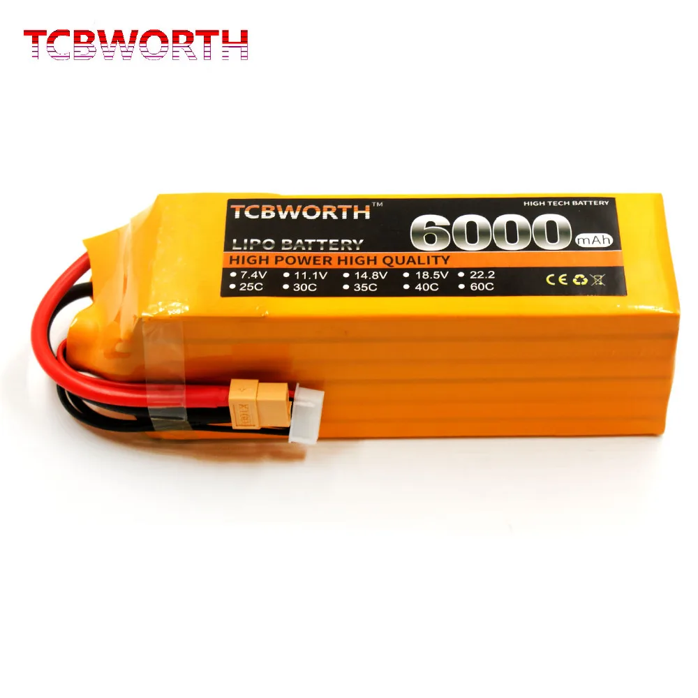 TCBWORTH 6S 22.2V 6000mAh 30C RC Airplane LiPo battery For RC Helicopter Quadrotor Car Drone Li-ion battery