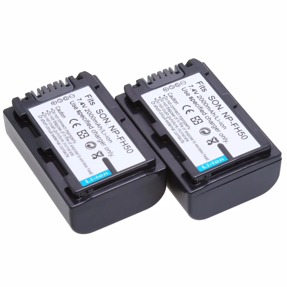 Probty 2Pcs NP-FH50 NP FH50 Battery Dual Channel Charger For Sony A230 A290 A390 DSC-HX1 HX100 HX200 HDR-TG1E TG3 TG5 TG7 Camera