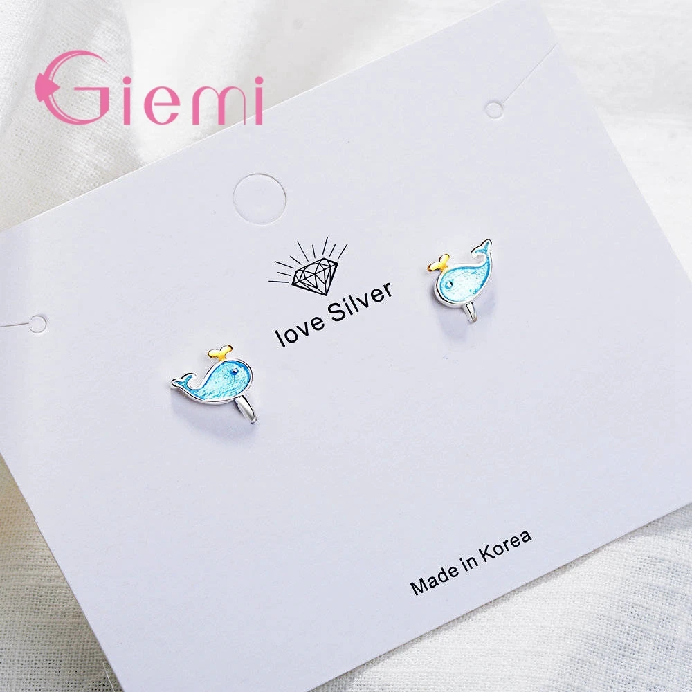 New Fashionable Cute Dolphin Shape Attractive 925 Sterling Silver Color Earrings For Women Girlfriend Jewelry Gift Wholesale