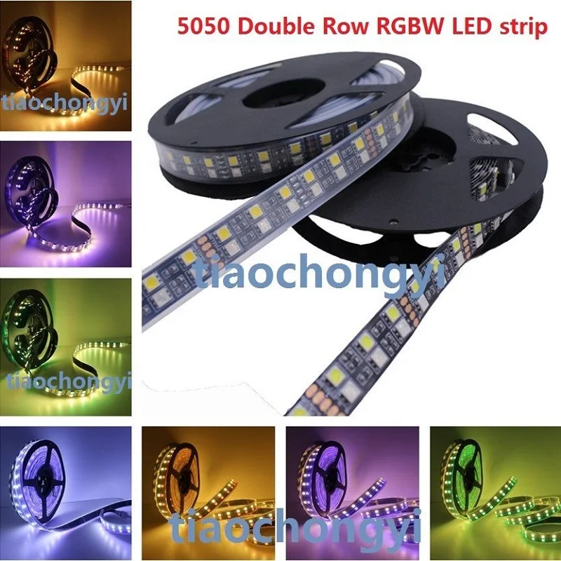 

5M 600LED 120led/M Double Row 5050 RGBW RGB White Flex LED Strip light Black PCB