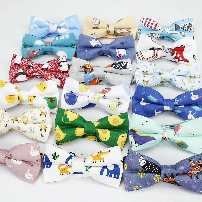 Cotton Mens Animal Bowtie Casual Shirts Bow tie For Men Women Bowknot Adults Bear Print Cartoon Bow Ties Cravats Cats Bowties