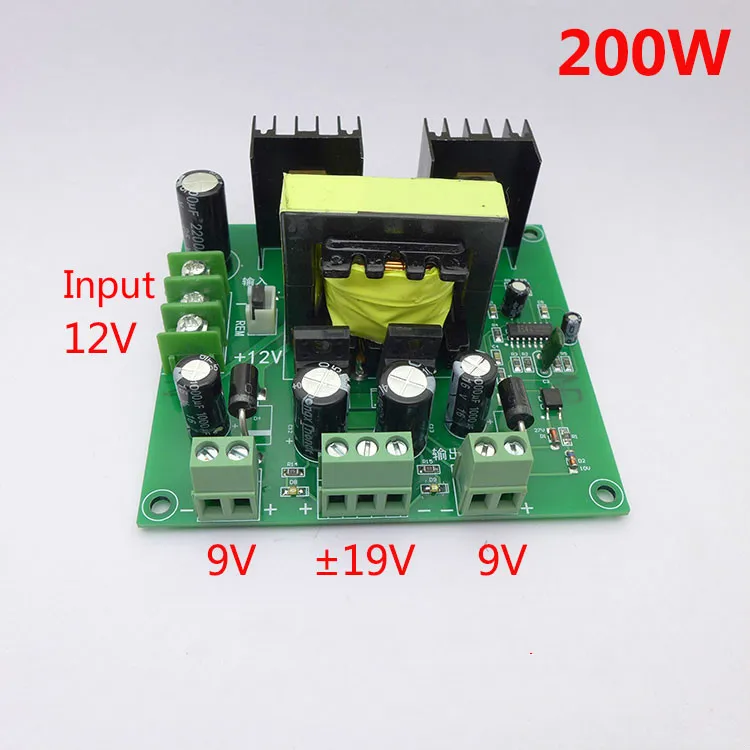 GHXAMP 200W Amplifier Mixer Audio Effector Power Supply Output Three Independent Voltage Dual 9V 19V 9V