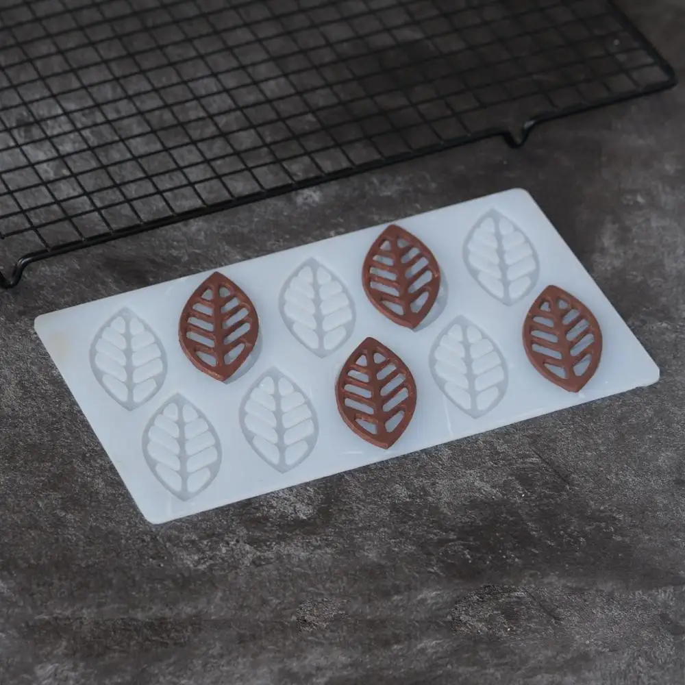 Hollow Out Leaf Shape Silicone Mold Cake Decorating Tools Leaves Shape Chocolate Transfer Sheet Baking Stencil Chablon
