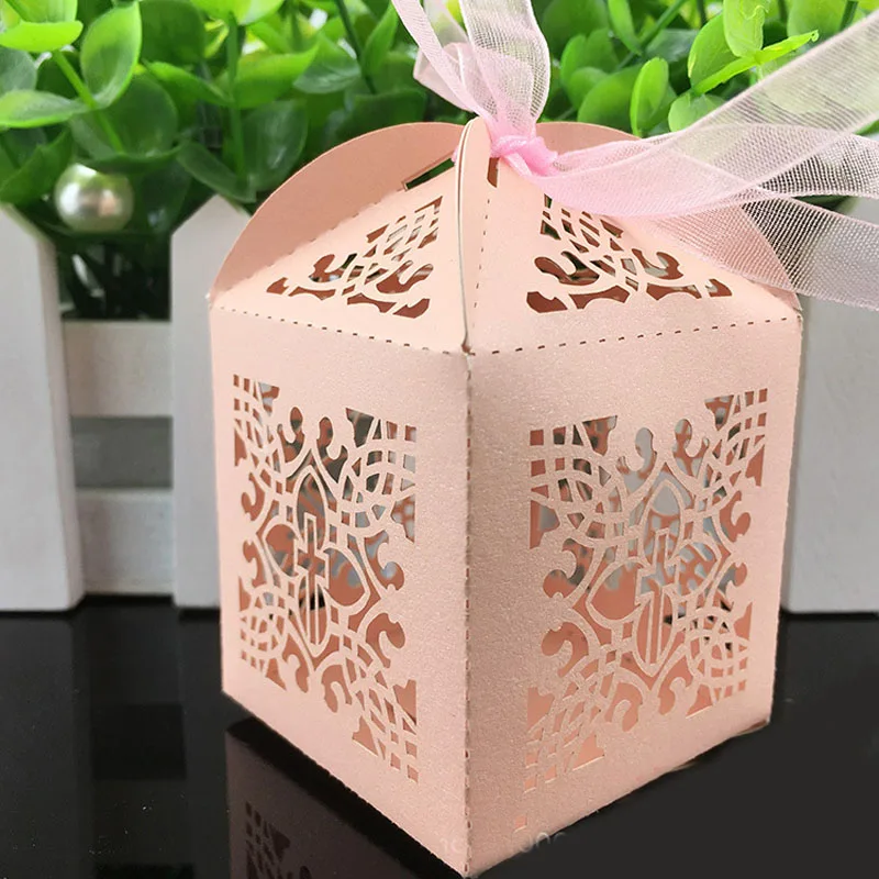 50 Uds. Cajas de dulces cruzadas, caja de regalo de Ángel para Baby Shower, bautismo, cumpleaños, primera comunión, bautizo, decoración de Pascua