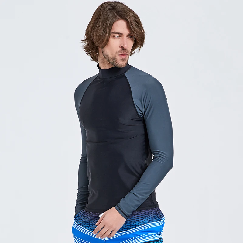 SBART-Long Sleeve Rashguards for Men Lycra Tops for Snorkeling Windsurf Surfing Anti-UV Swim Wetsuit Shirt T-Shirts for Surfing