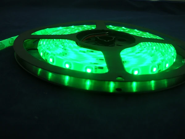 5M 12V 2835 Flexible LED Strip Green color led tape light, Green Color, DC12V input, White PCB, Non-waterproof IP20