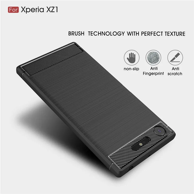 For Sony Xperia XZ1 G8341 G8342 Case Carbon Fiber Silicone TPU Skin Soft Back Cover Phone Case for Sony Xperia XZ1 G8341 G8342