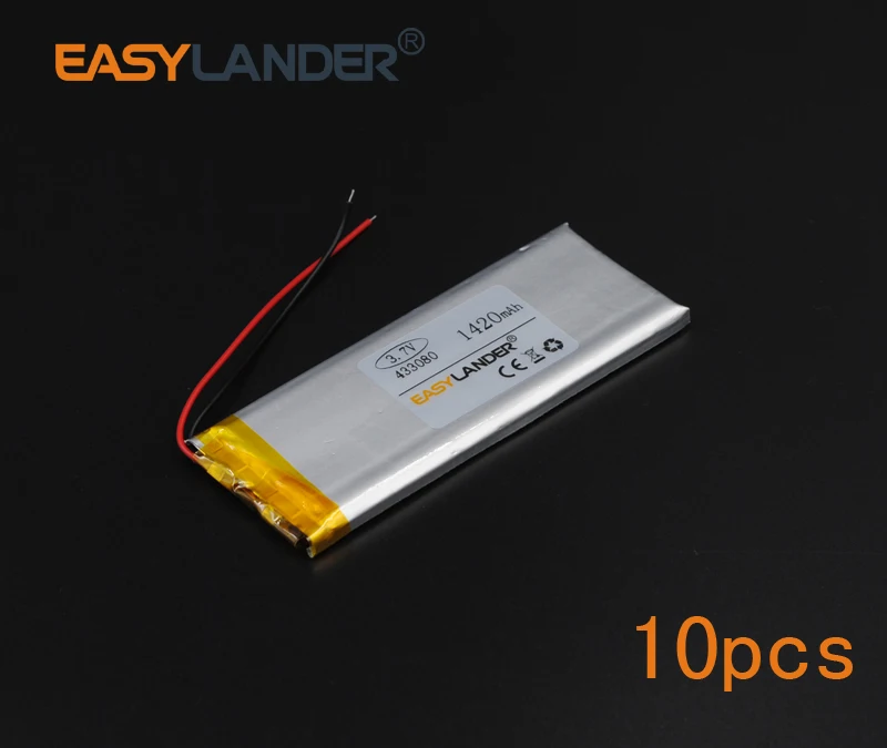 10pcs/Lot 3.7V 1420mAh 433080 Rechargeable Lithium Li-ion Polymer Battery