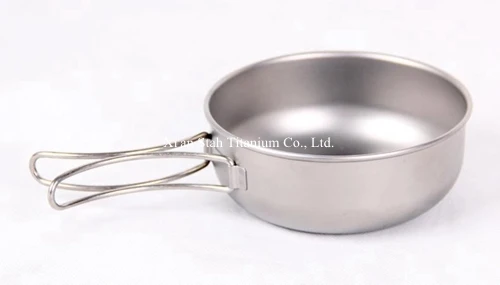 

Pure Titanium Frying-pan Saucepan Bowl D133 x H49mm 600ml 74g Anti-corrosion with Folding Handle for Outdoor / Kitchen Utensils