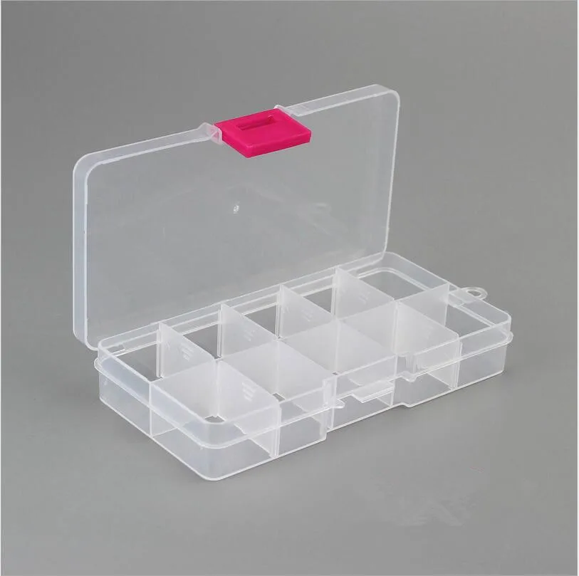 Joyero de plástico con 10 ranuras (ajustable), caja de almacenamiento, organizador de joyería artesanal, cuentas, bricolaje, joyero, Z28