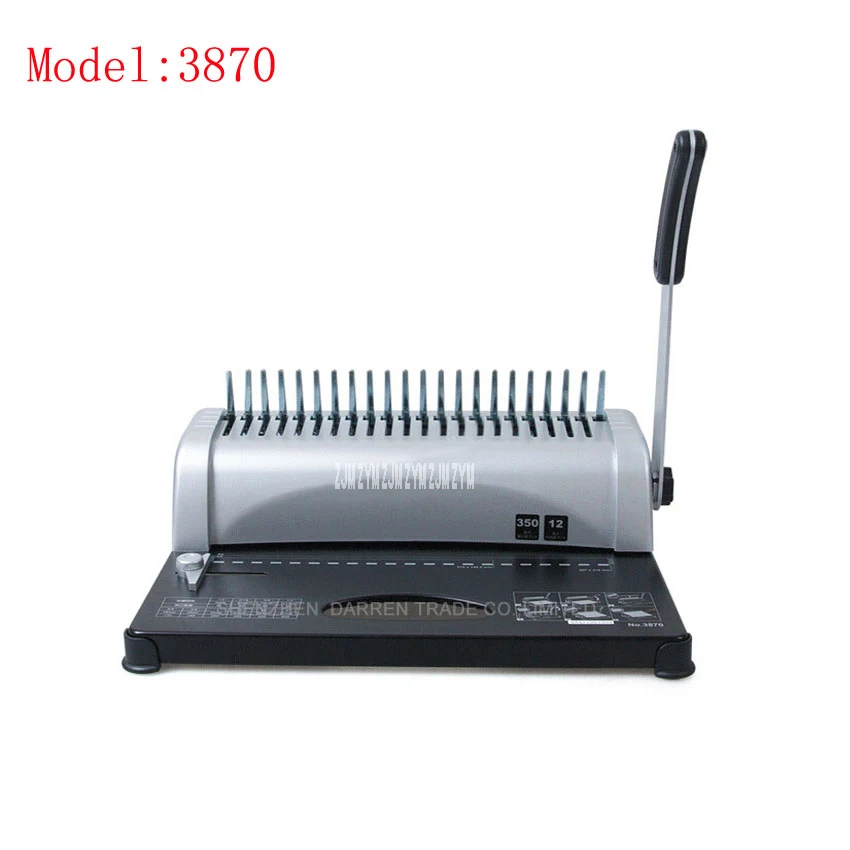 1PC 3870 Practical 21 holes A4 Manual Comb Book Binding Machine,can punch 12sheets at a time