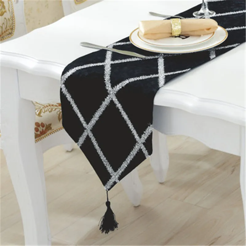 

SBB European satin Flannelette table flag geometry lattice decoration Tablecloth Embroidered Table Runners Table Flag Dinner dec