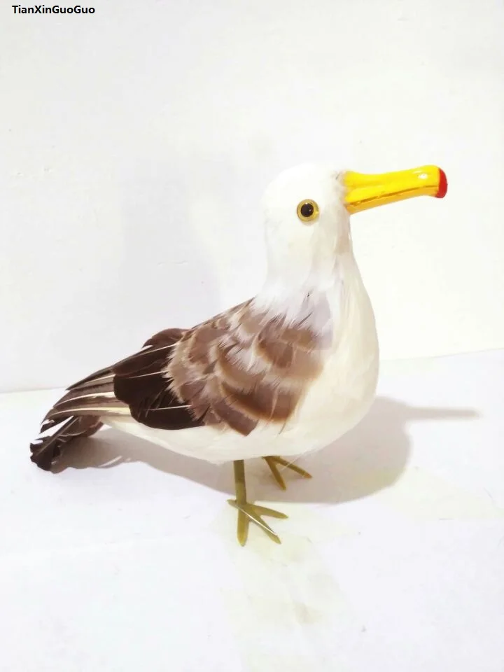 

large 30cm foam&feathers seagull bird hard model prop craft home garden decoration handicraft,s1557