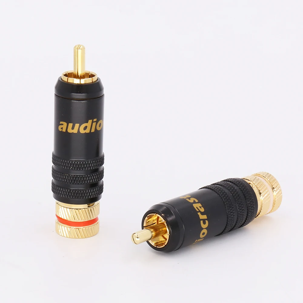 Audiocrast 4 pcs 24 K Gold Plated Rca ปลั๊กบัดกรีเสียง/วิดีโอปลั๊ก Connector