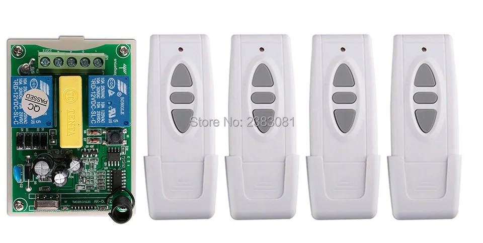 

AC220V 2CH Wireless Remote Control Switch Motor Positive &negative 1*Receiver + 4 *Transmitters for Appliances Gate Garage Door