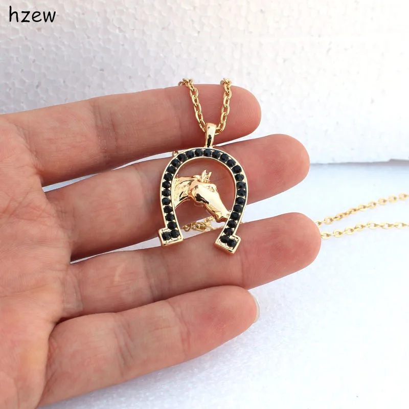 hzew fashion Horseshoe horse Crystal Horse Necklace Cute Brand pendant Necklace Gift Necklaces