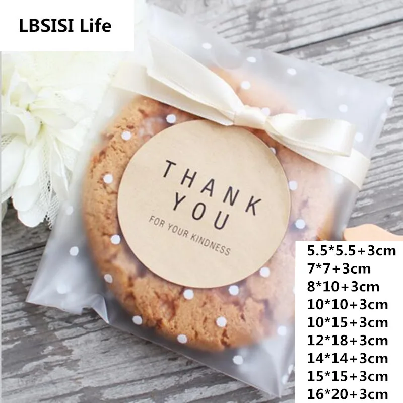 LBSISI Life Frosted Dot Candy Cookie Chocolate Bag Christmas Wedding Gift Bags Plastic Packaging Bags Self Adhesive Sample Soap