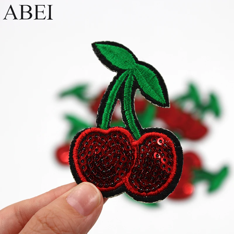 10pcs/lot Cartoon Fruits Patches Embroidered Iron On Cherry Appliques Diy Clothes Bags Jeans Stickers Embellishment Motif Badge