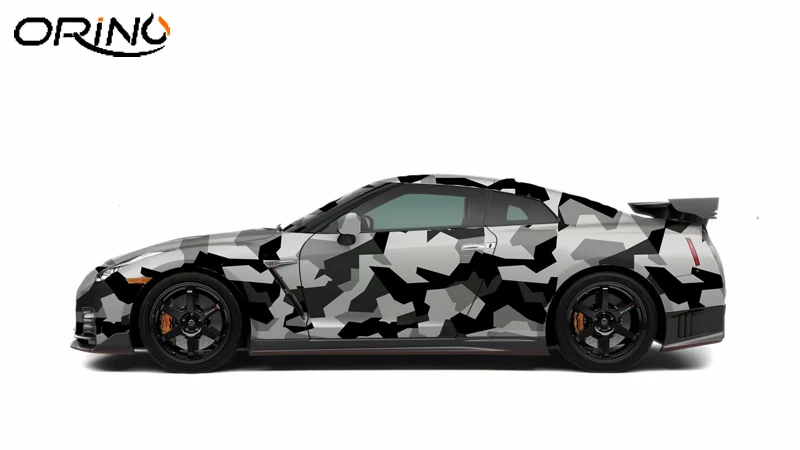 Black Gray Camouflage Vinyl Car Wrap Film Camo Car Sticker Motorcycle Bike Wraps Bubble Free Size 1.52x5/10/15/20/25/30 meters