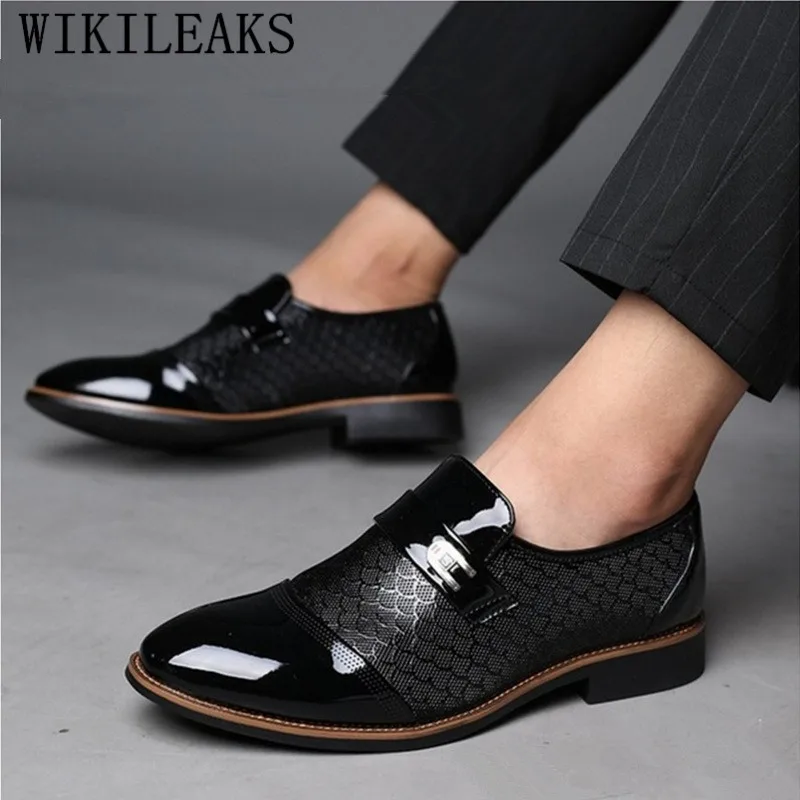 Men Shoes Pointed Toe Dress Shoes Men Loafers Patent Leather Oxford Shoes For Men Formal Mariage Wedding Shoes Zapatos Hombre image 5