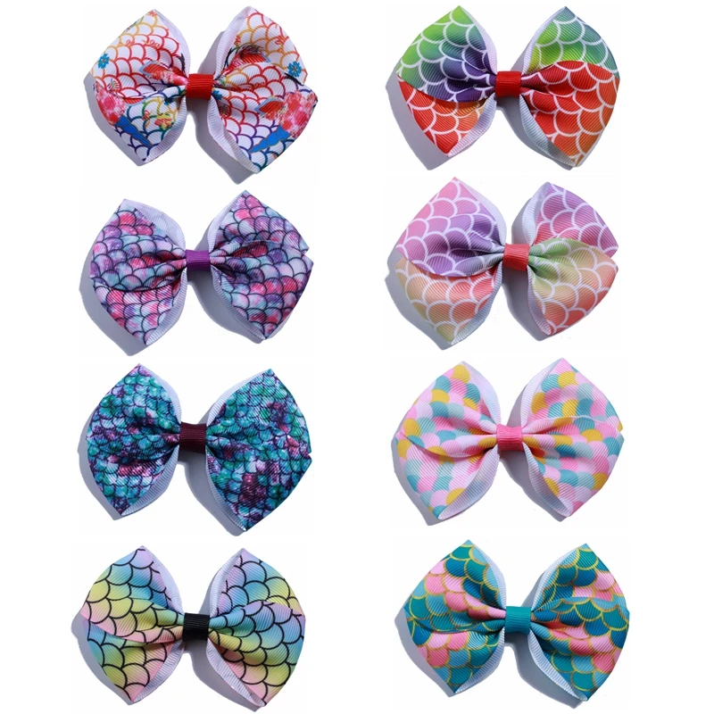 

10PCS 9CM 3.5" Grosgrain Ribbon Solid Bow Knot Girl Bowknot Hair Clip Boutique Head Wear Hair Accessories You Pick Color