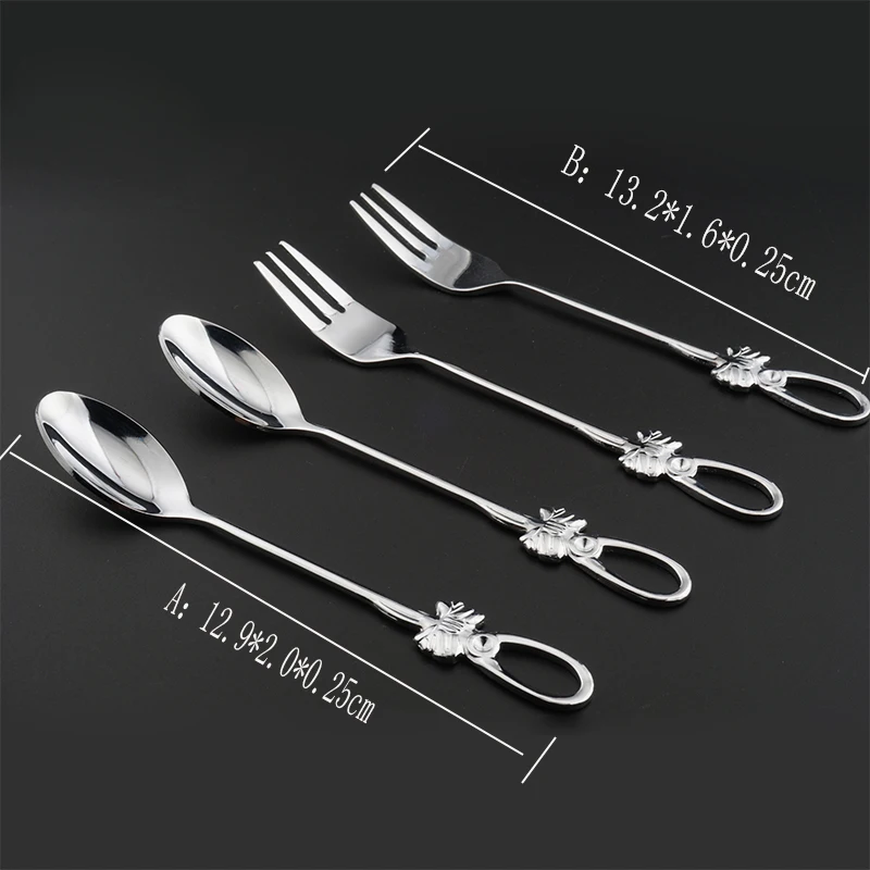 4pcs Butterfly Stainless Steel Coffee Dessertspoon Creative Gold Plated Stainless Steel Dinnerspoon Fork Set Kitchen Accessories