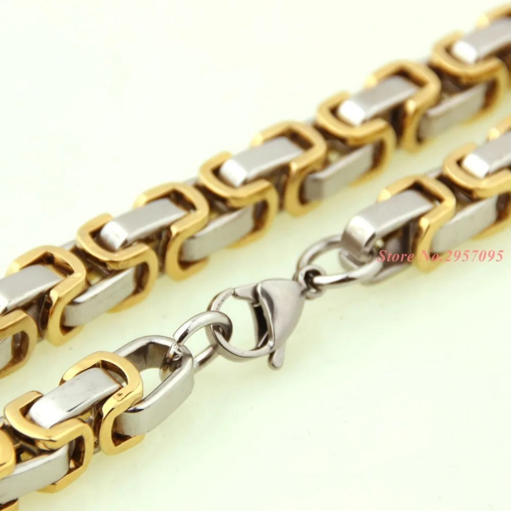 Punk Jewelry Set 55cm & 22cm Length 8mm Width Link Chain Stainless Steel Byzantine Men Boy Necklace & Bracelet Good Gift