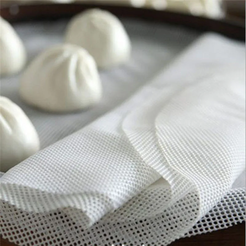 Silicone Steamer Non-Stick Pad Round Dumplings Mat Steamed Buns Baking Pastry Dim Sum Mesh Cooking Case