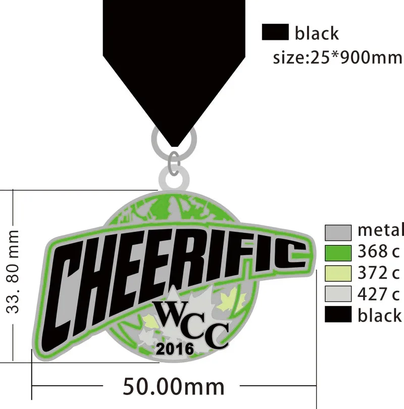 Cheerific Medals/Metal Emblem for 2016 Sport Made by Iron with Ribbon 2