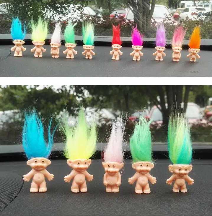 5pcs/lot Colorful Hair Troll Doll Family Members Daddy Mummy Baby Boy Girl Leprocauns Dam Trolls Toy Gifts Happy Love Family