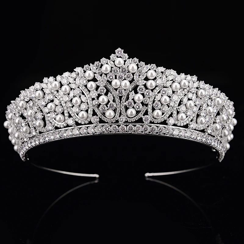 Crown Headband Fashionable Pearl Design Wedding Hair Accessories Luxury Jewelry For Women AAA+ Zircon BC4955 Corona Princesa