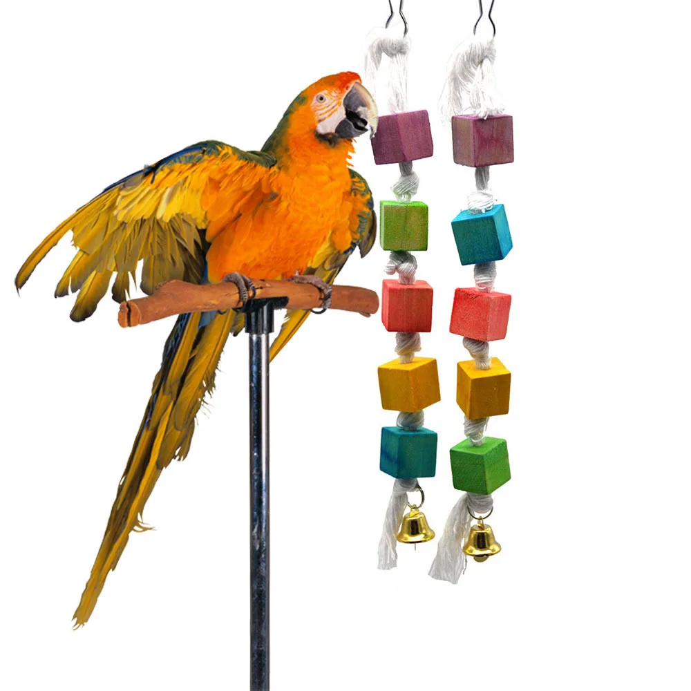 2018 New Parrot Nibbled on Wooden String Toy Pet Bird Supplies  Cage Accessories