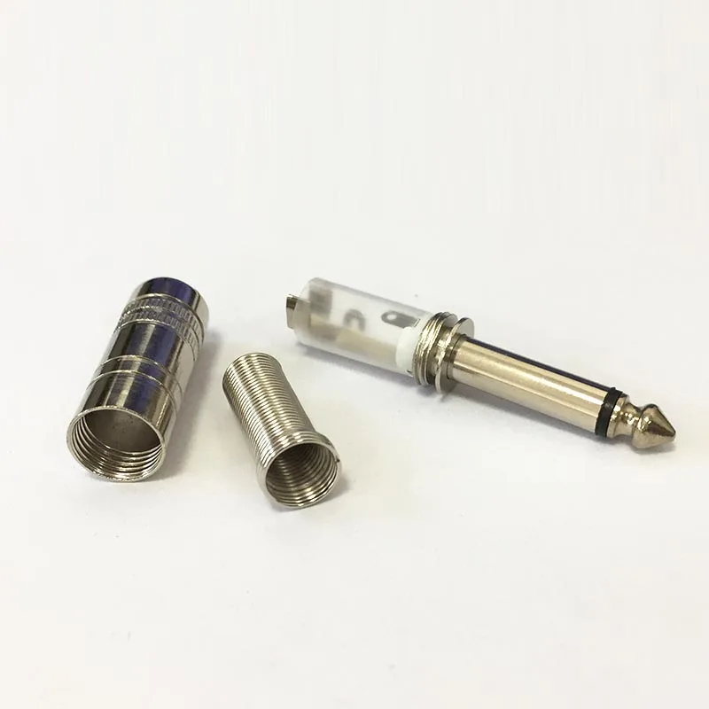 2pcs 6.35mm mono male connector soldering microphone plug straight type