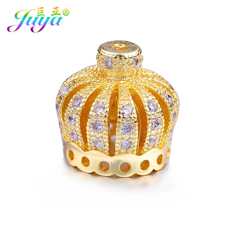 

Juya Wholesale DIY Tassels Jewelry Supplies 13mm Connector Crown Bead Caps Accessories For Women Handmade Tassels Jewelry Making