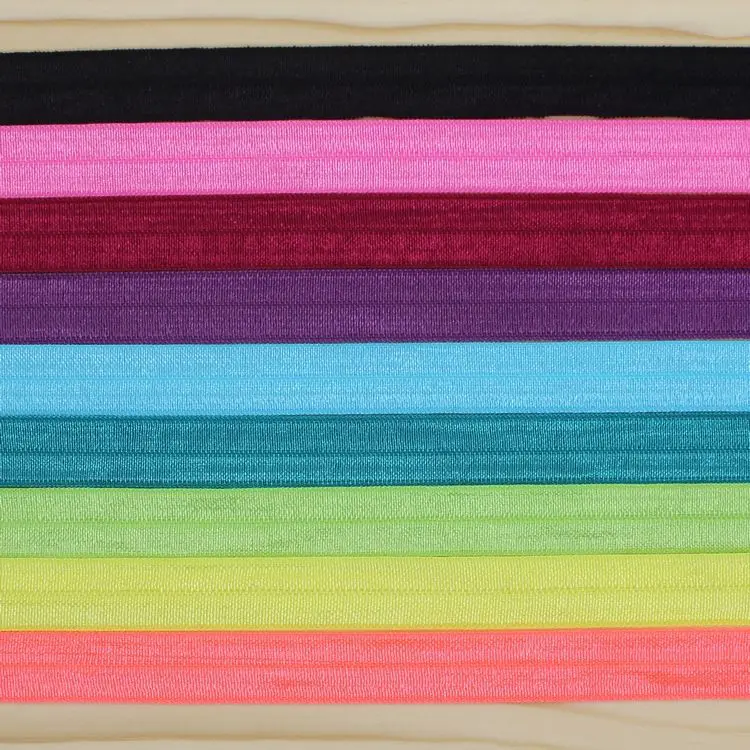 DHK 5/8'' 5yards Fold Over Elastic FOE solid color headband headwear hair band diy decoration OEM Wholesale C453