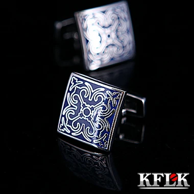 KFLK HOT Blue cufflinks for Men's jewelry shirt cuff link Brand cuff buttons High Quality abotoaduras gemelos Gift Jewelry